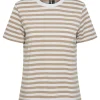 Pieces PCRia SS Tee Stripes Silver Mink- T-shirts & Tops