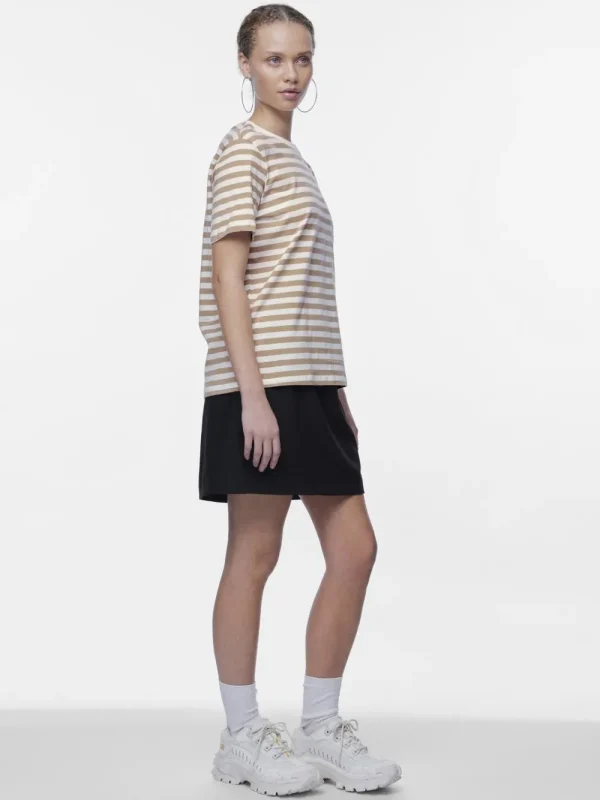 Pieces PCRia SS Tee Stripes Silver Mink- T-shirts & Tops