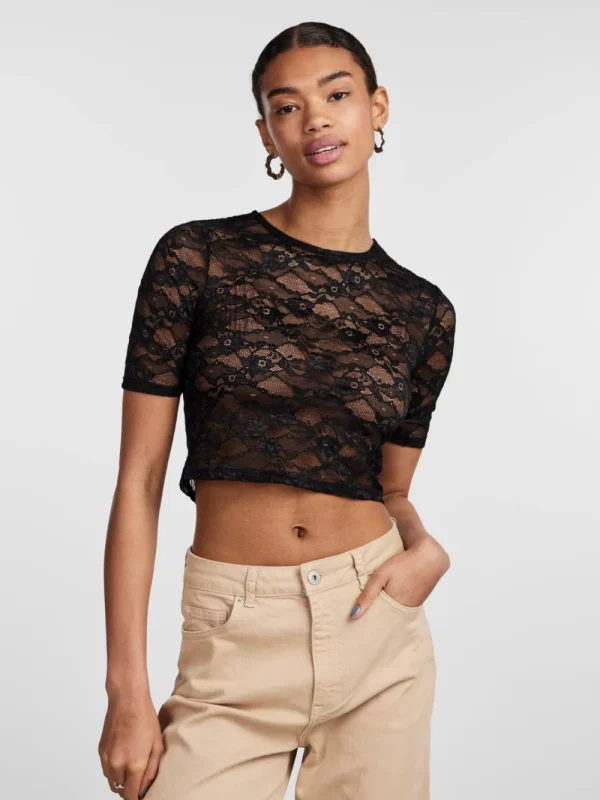 Pieces PCStacy SS Lace Top- T-shirts & Tops