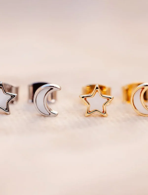 Puravida PVMoon & Star Studs Silver- Schmuck