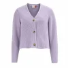 People Wear Organic PWO Rippstrickjacke Gots Flieder Melange- Strick & Cardigans
