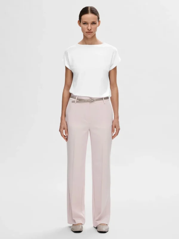 Selected Femme SLFBellis SS Boat Neck Tee Bright White- T-shirts & Tops