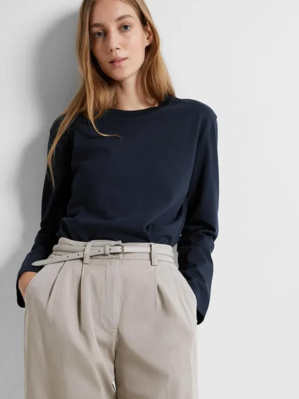 Selected Femme SLFEssential LS Boxy Tee Dark Sapphire- Shirts & Blusen