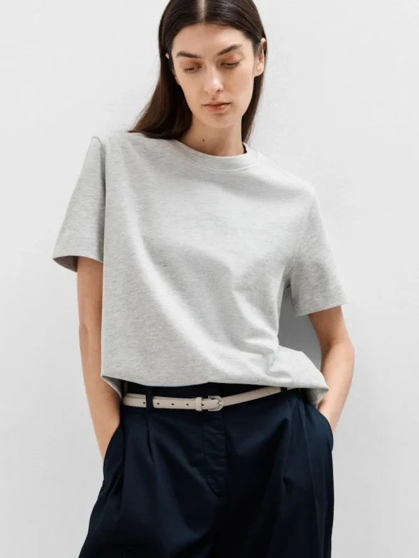 Selected Femme SLFEssential SS Boxy Tee Light Grey- T-shirts & Tops