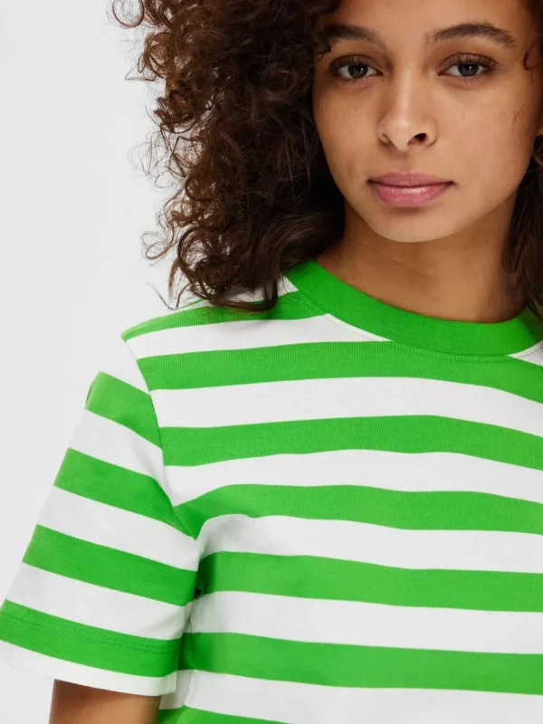 Selected Femme SLFEssential Striped Boxy Tee Cradle Pink- T-shirts & Tops