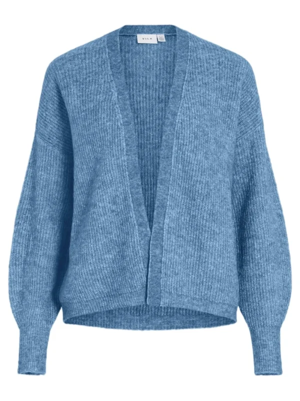 Vila VIAlva L/S Open Knit Cardigan Blissful Blue- Strick & Cardigans