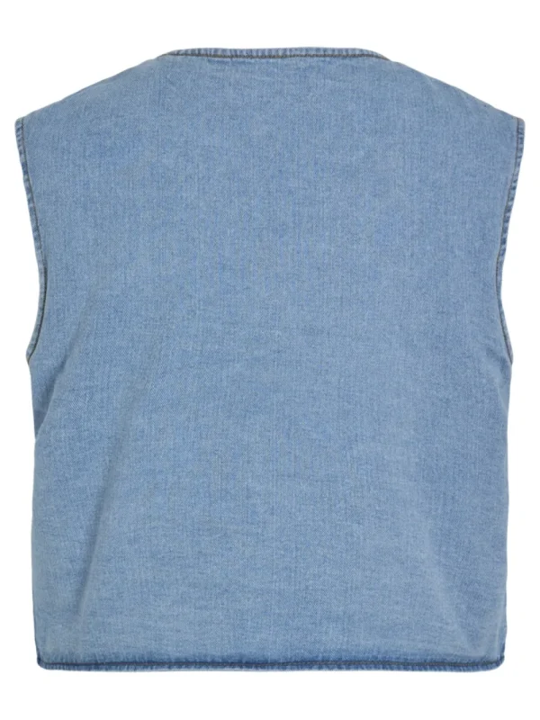 Vila VIAssia SL Short Denim Vest Light Blue- Mäntel & Jacken
