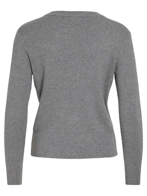 Vila VIComfy O-Neck L/S Knit Top Medium Grey- Strick & Cardigans