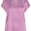 Vila VIEllette Satin Top Pastel Lavender- T-shirts & Tops