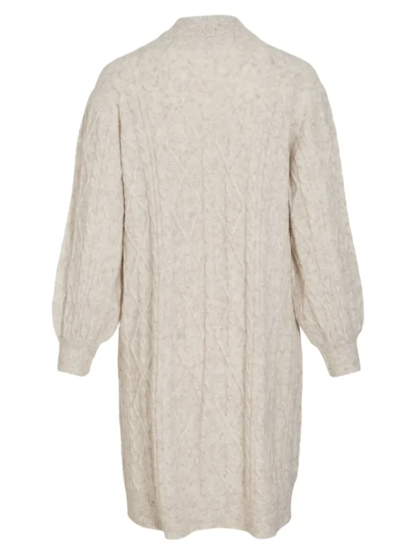 Vila VIFloretta Higneck L/S Cable Knit Dress Natural- Strick & Cardigans
