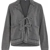 Vila VIKiki L/S Tie Denim Jacket Dark Grey Denim- Mäntel & Jacken