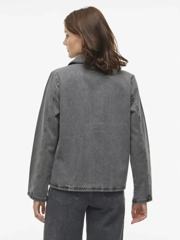 Vila VIKiki L/S Tie Denim Jacket Dark Grey Denim- Mäntel & Jacken