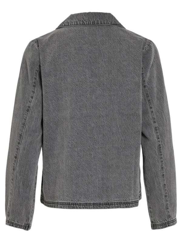 Vila VIKiki L/S Tie Denim Jacket Dark Grey Denim- Mäntel & Jacken