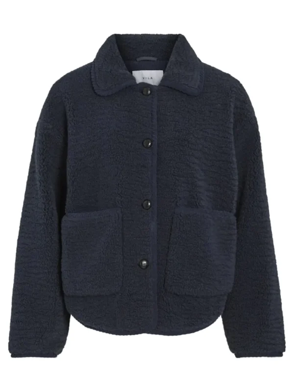 Vila VIMelusa Teddy Jacket Navy Blazer- Mäntel & Jacken