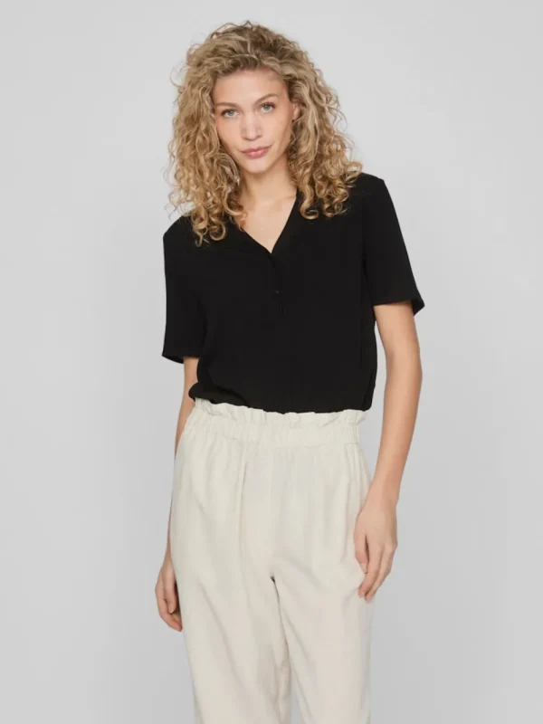 Vila VIMoashly S/S Shirt Black Beauty- Shirts & Blusen