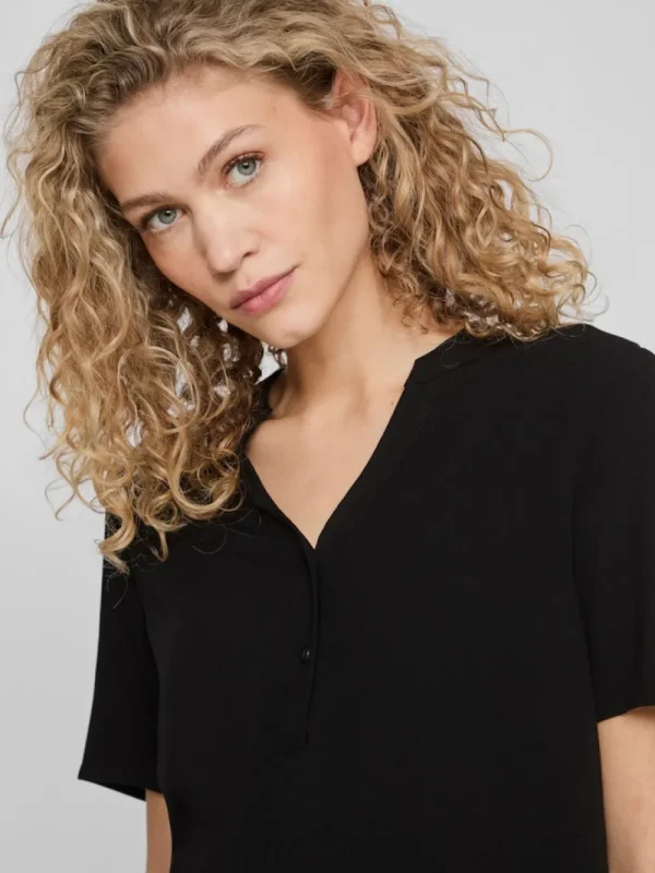 Vila VIMoashly S/S Shirt Black Beauty- Shirts & Blusen