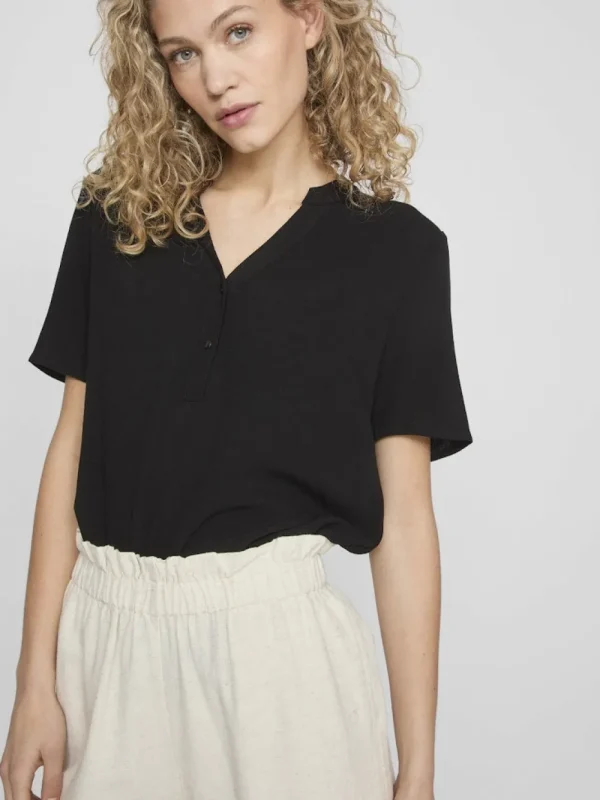 Vila VIMoashly S/S Shirt Black Beauty- Shirts & Blusen