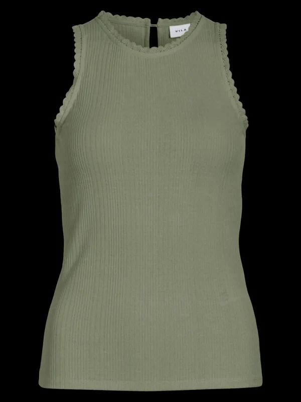 Vila VINoline S/L Top Oil Green- T-shirts & Tops