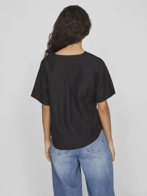 Vila VIPrisilla V-Neck Top Black Beauty- T-shirts & Tops