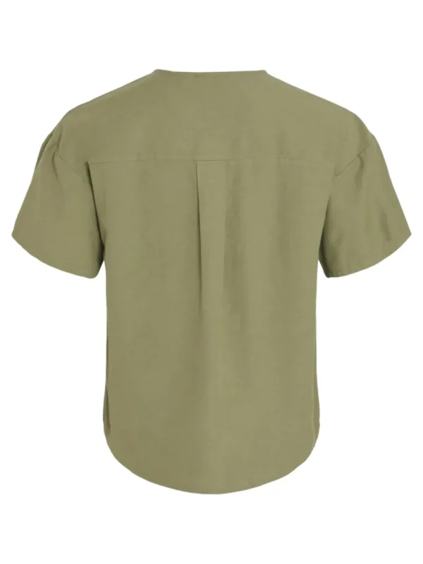 Vila VIPrisilla V-Neck Top Oil Green- T-shirts & Tops