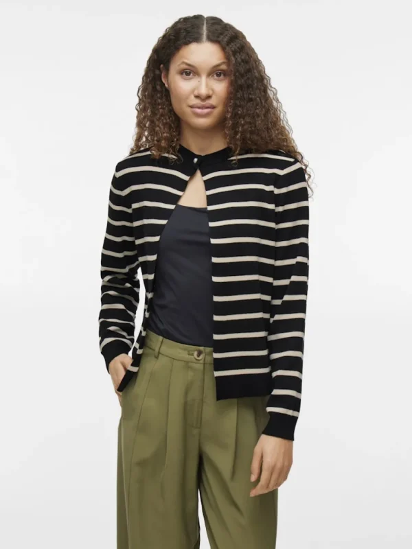 Vila VISebahat L/S Knit Cardigan Black Stripes- Strick & Cardigans