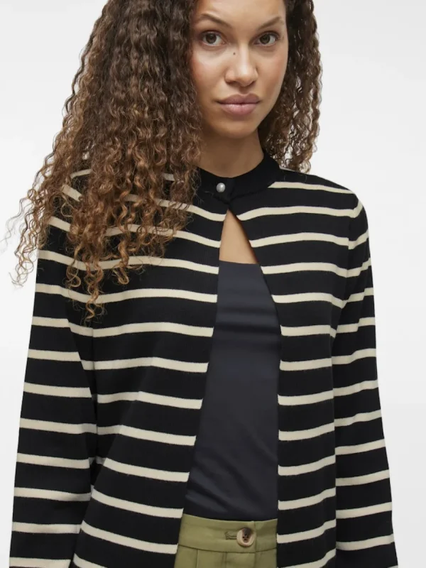 Vila VISebahat L/S Knit Cardigan Black Stripes- Strick & Cardigans