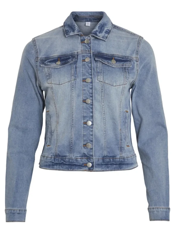 Vila VIShow New L/S denim Jacket Light Blue- Mäntel & Jacken