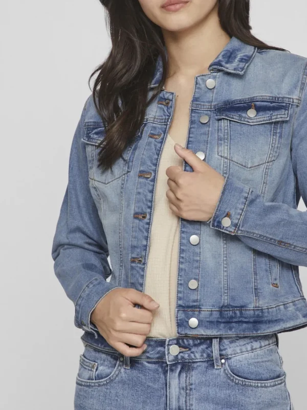 Vila VIShow New L/S denim Jacket Light Blue- Mäntel & Jacken