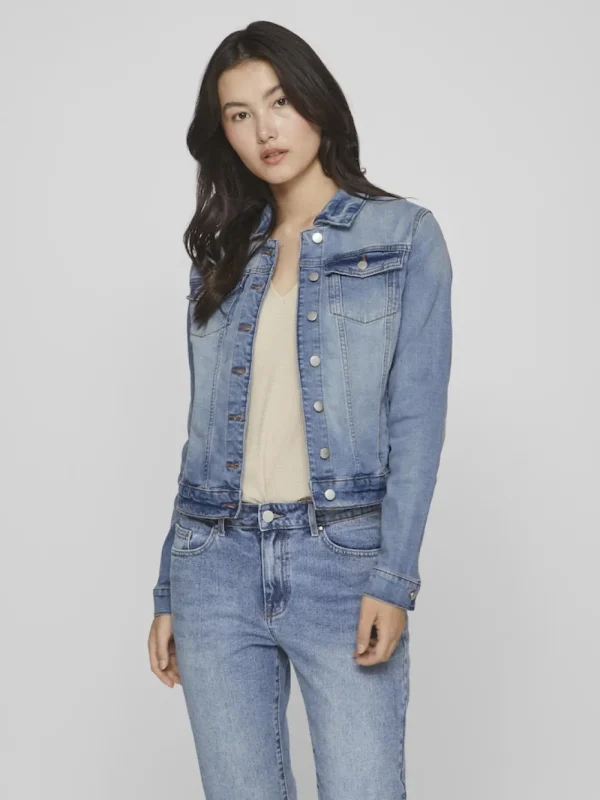 Vila VIShow New L/S denim Jacket Light Blue- Mäntel & Jacken