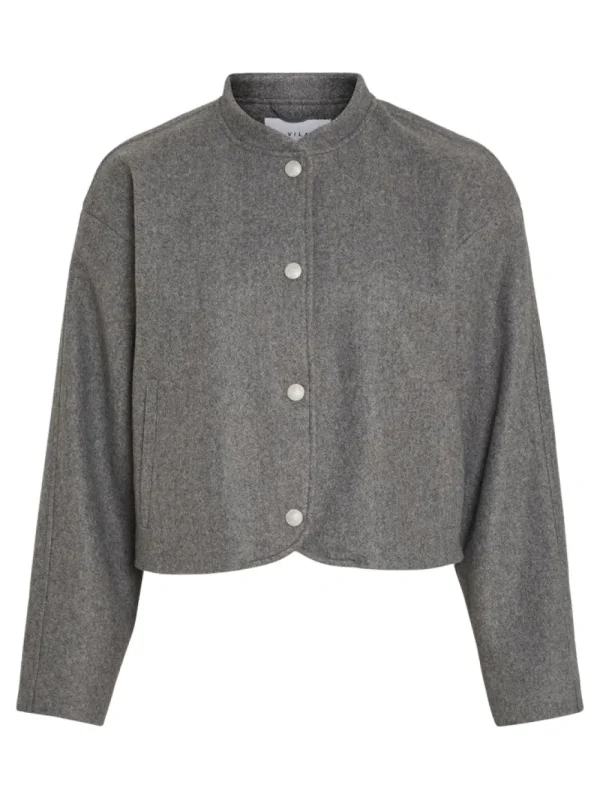 Vila VISolo L/S Short Jacket Medium Grey- Mäntel & Jacken