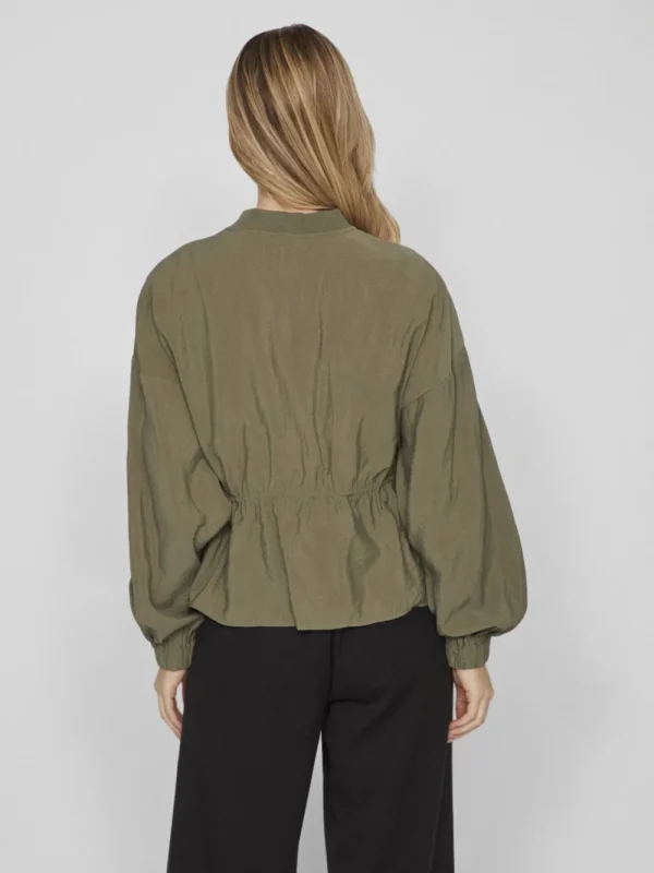 Vila VISuva L/S Zip Short Cardigan Dusty Olive- Mäntel & Jacken