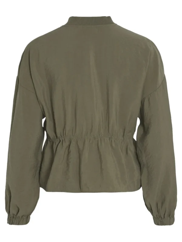 Vila VISuva L/S Zip Short Cardigan Dusty Olive- Mäntel & Jacken
