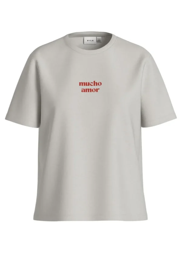Vila VISybil Amor O-Neck T-Shirt Cloud Dancer Mucho- T-shirts & Tops