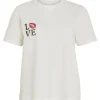 Vila VISybil Leo Kiss S/S T-Shirt Cloud Dancer Love- T-shirts & Tops