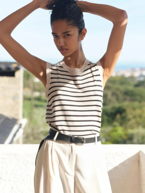 Vila VIZicha S/S O-Neck Knit Top Stipes- T-shirts & Tops