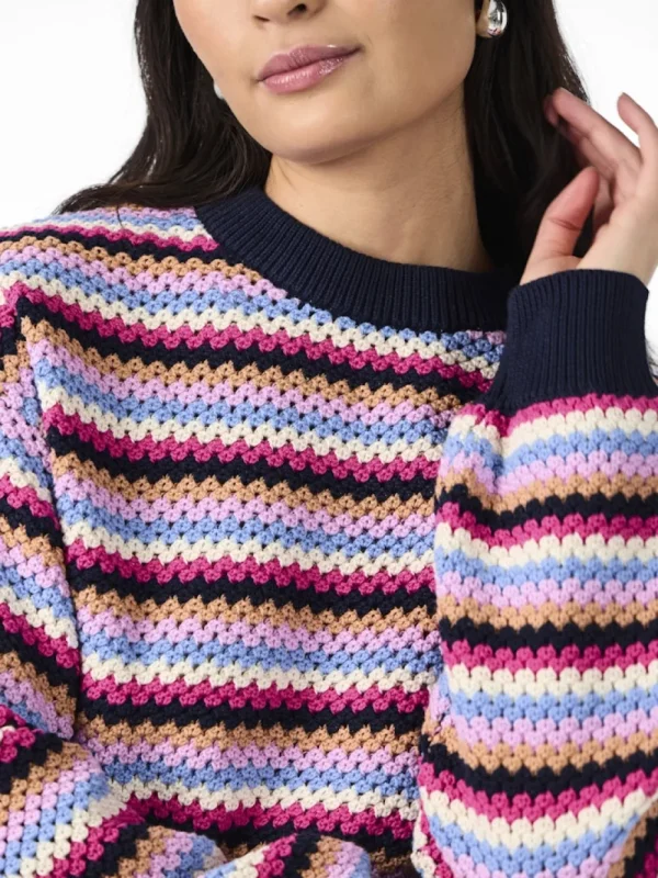 Yas Bela LS Knit Pullover Navy Blazer- Strick & Cardigans