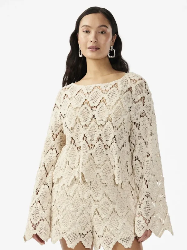 Yas Najaaraq LS Crochet Top- Strick & Cardigans